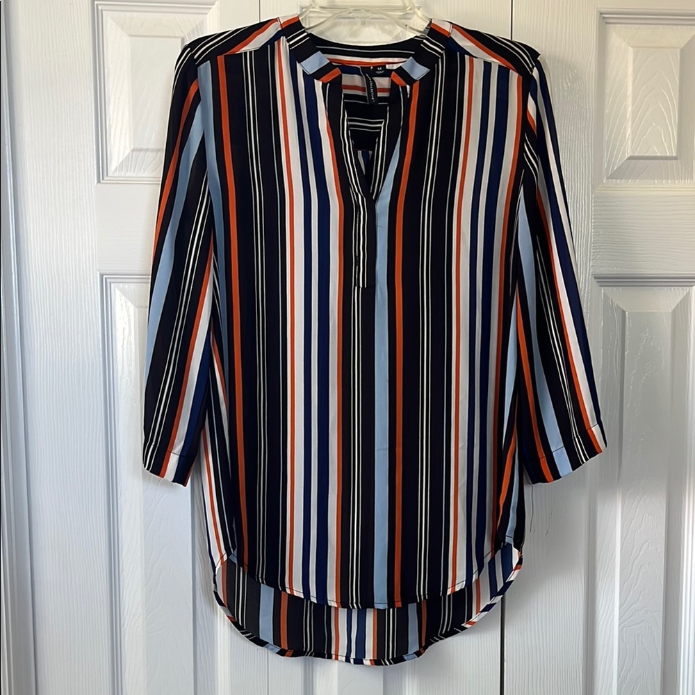 Striped Women's Top - Black, Blue, Orange M